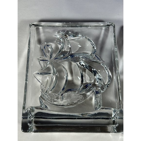 VTG Crystal Clipper Sailing Ship Schooner Bookends New Martinsville 3D Maritime - Picture 12 of 14